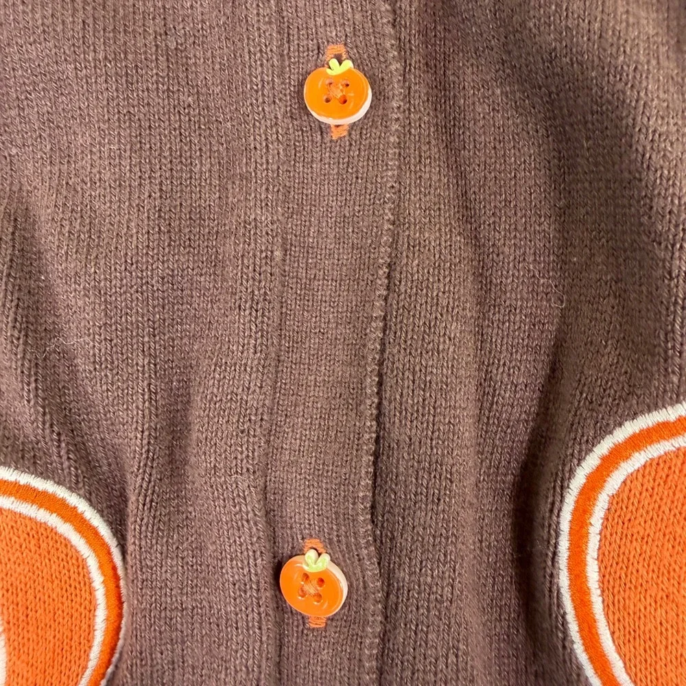 Gymboree Brown Pumpkin Cardigan Sweater Size 8 Girls Fall Thanksgiving Cotton